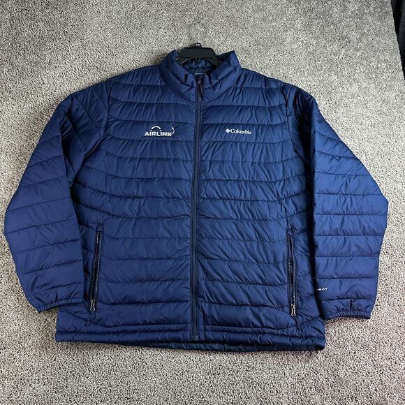 Columbia Power Lite Omni Heat Jacket Mens XXL 2XL Blue Lightweight Puffer